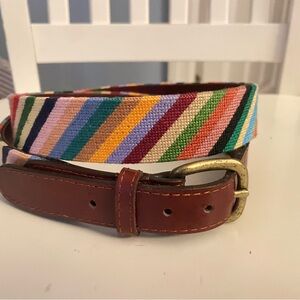 Parsons Stripe Needlepoint Belt in Multi-Color by Smathers & Branson 40